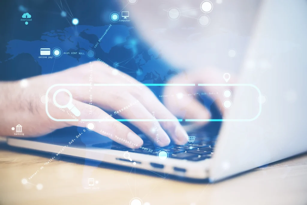 Technical SEO Audit Checklist WordPress 2026 (Person searching the web on a laptop)