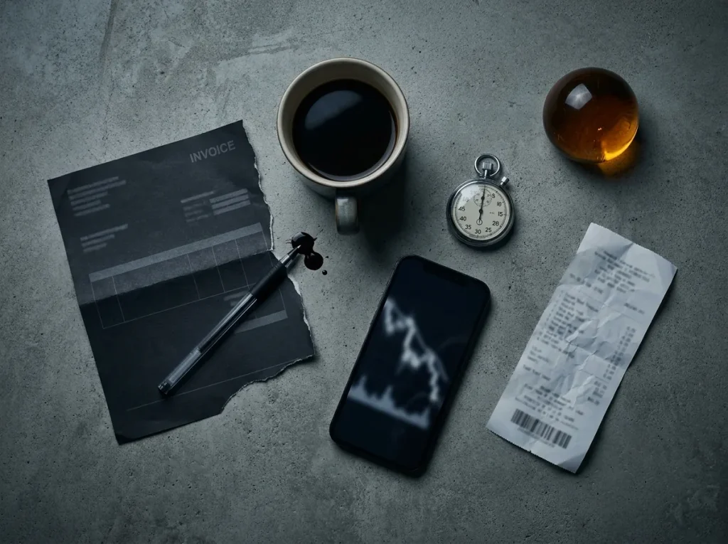 Flat lay representing wasted Google Ads budget for South African SMEs