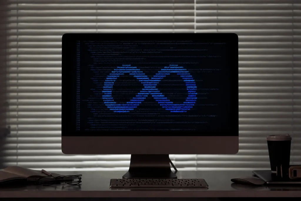 Meta Pixel & Conversions API in SA 2026 (Computer screen with code on it that forms the Meta logo)